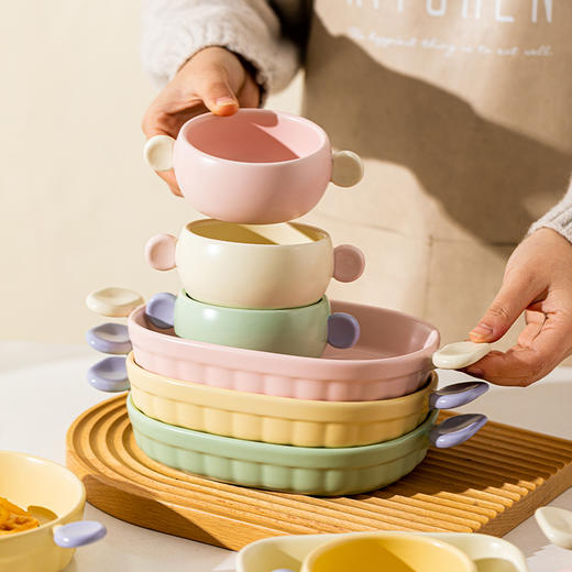 摩登主妇水果彩糖焗饭烤盘陶瓷双耳烤碗烤箱微波炉专用好看的盘子 商品图0