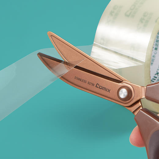 齐心 B2799 办公剪刀(弧形镀钛） 180mm 咖啡色 商品图2