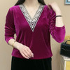 NP 时尚百搭气质丝绒休闲纯色V领小衫 商品缩略图1