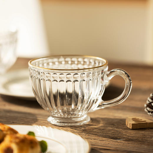 摩登主妇高颜值透明玻璃杯带把ins风牛奶杯子早餐杯水杯家用茶杯 商品图1