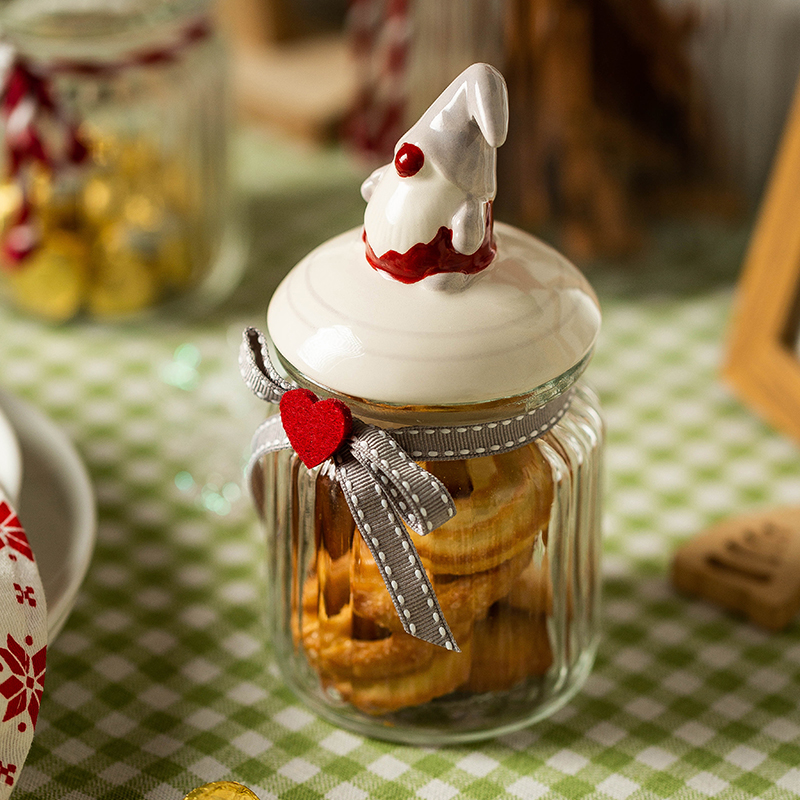 摩登主妇圣诞密封罐食品级可爱玻璃糖果罐子零食茶叶收纳储物罐
