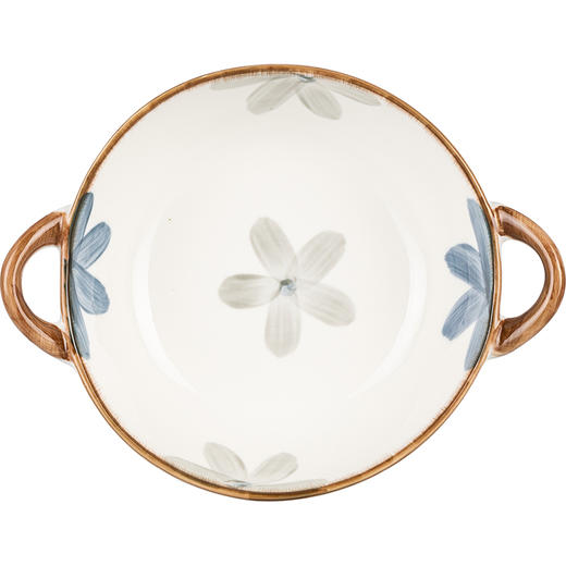 摩登主妇墨蓝陶瓷盘子碗家用2022新款日式双耳汤碗米饭碗餐具套装 商品图3