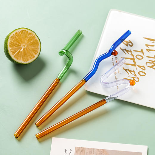 摩登主妇玻璃吸管耐高温可爱环保玻璃水杯吸管非一次性耐热玻璃 商品图0