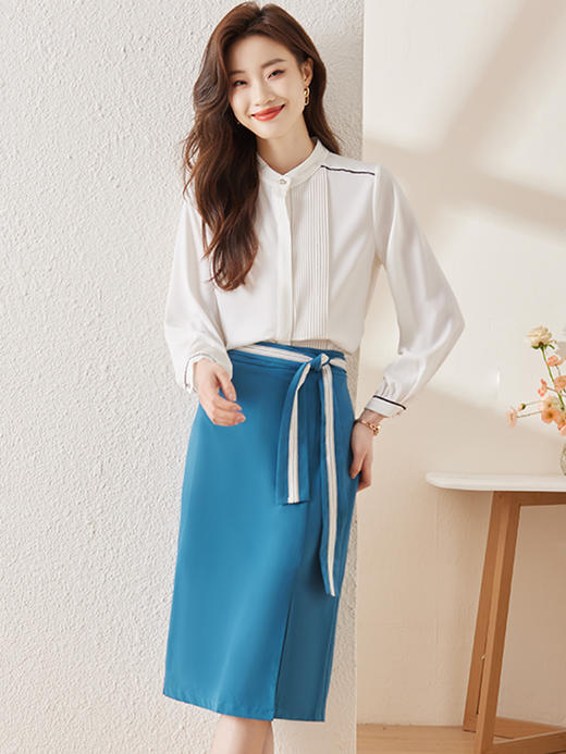 春季新款时尚圆领立领衬衫女气质百搭显瘦上衣 商品图2