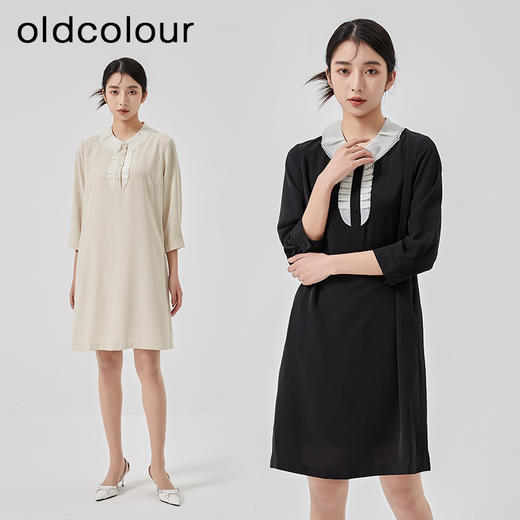 oldcolour2023春季新款学院风减龄气质直筒宽松连衣裙女O13103364 商品图2