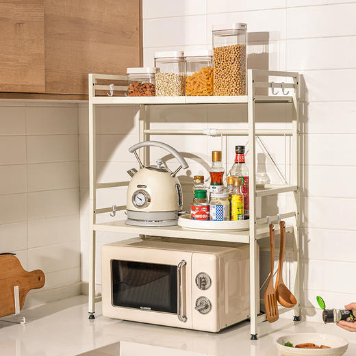 摩登主妇可伸缩置物架微波炉架子厨房家用双层台面电饭煲置物架 商品图1