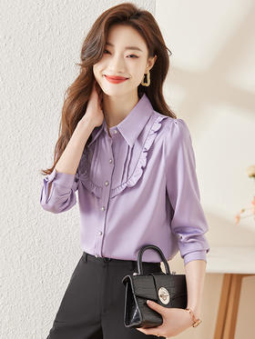 春季新款花边领衬衫洋气设计感通勤上衣