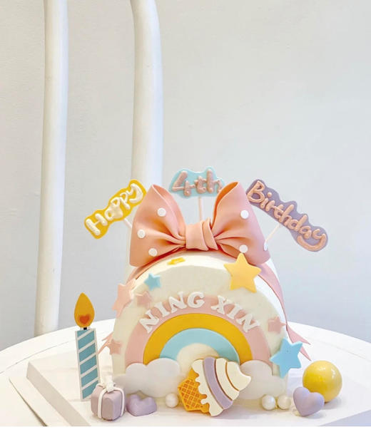 蝴蝶结彩虹女生周岁款（拼音名字，岁数备注 商品图0