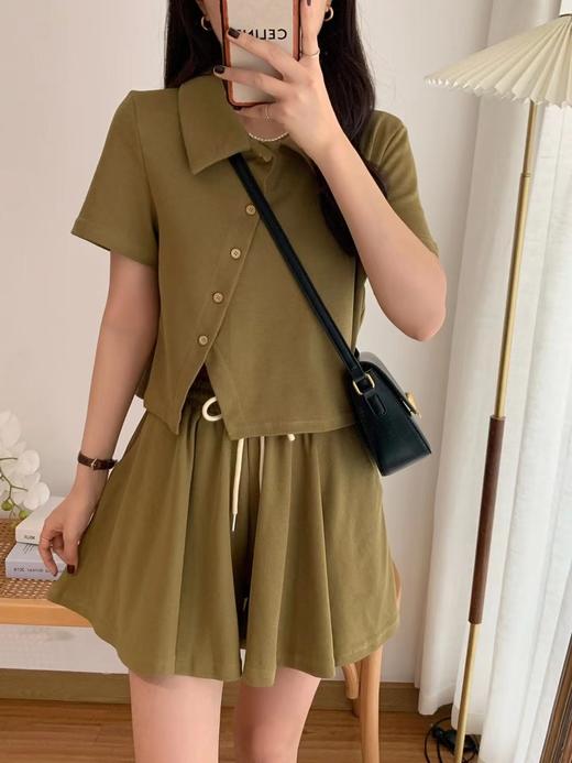 {爆款捡漏}【GZ】无忧购可盐可甜不规则短袖翻领上衣+抽绳短裤两件套610（截单后7天发货) 商品图2