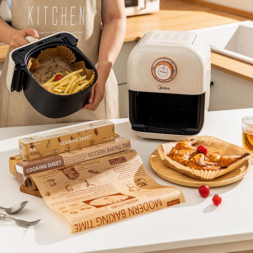 摩登主妇空气炸锅专用纸盘家用吸油纸垫耐高温硅油纸方形烘焙锡纸 商品图0