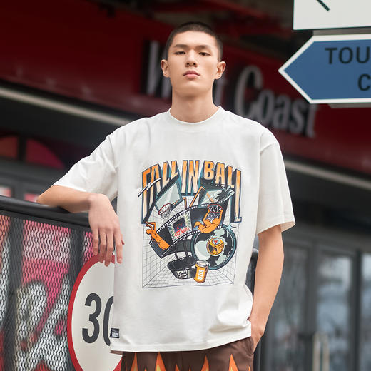 有志者UZIS运动短袖男印话篮球跑步夏季复古休闲美式T恤[表演时刻 商品图2