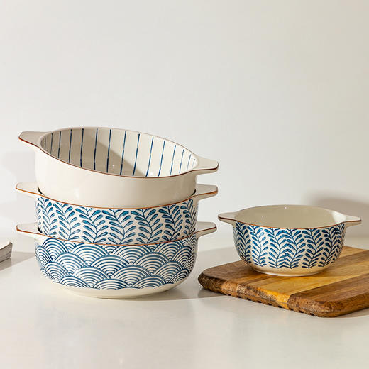 摩登主妇双耳汤碗日式餐具大号汤盆家用网红酸菜鱼大盆碗陶瓷面碗 商品图1