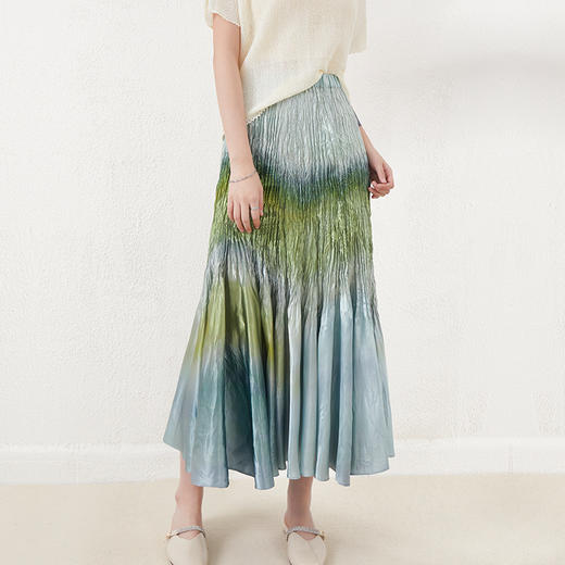 【轻奢款】岛国客供面料 褶皱渐变色半身裙 商品图2