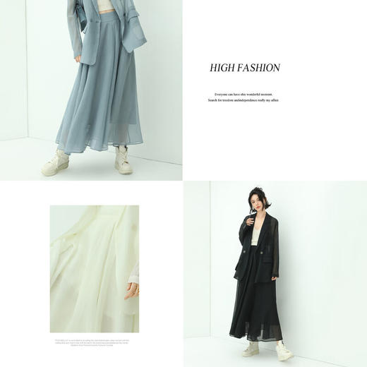 【限时秒杀】COCOBELLA新中式肌理褶皱多层次大摆半身裙早秋飘逸半身长裙HS99 商品图3