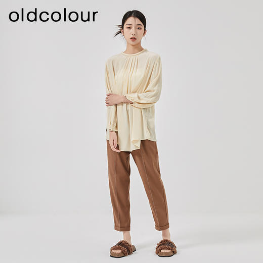 oldcolour2023春季新款杏色法式时尚宽松薄款长袖衬衫女O13013302 商品图2