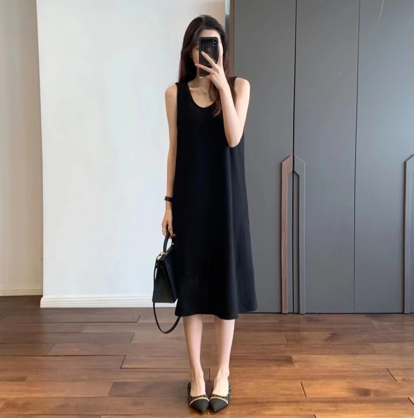 【基础款】必入！优雅气质 针织肌理感肤感柔软舒心U型领无袖背心式连衣裙