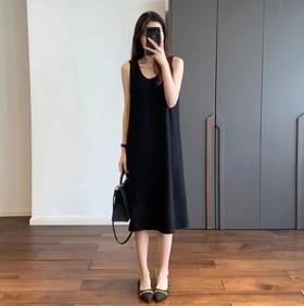 【基础款】必入！优雅气质 针织肌理感肤感柔软舒心U型领无袖背心式连衣裙