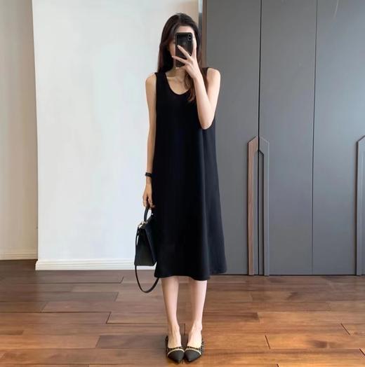 【基础款】必入！优雅气质 针织肌理感肤感柔软舒心U型领无袖背心式连衣裙 商品图0