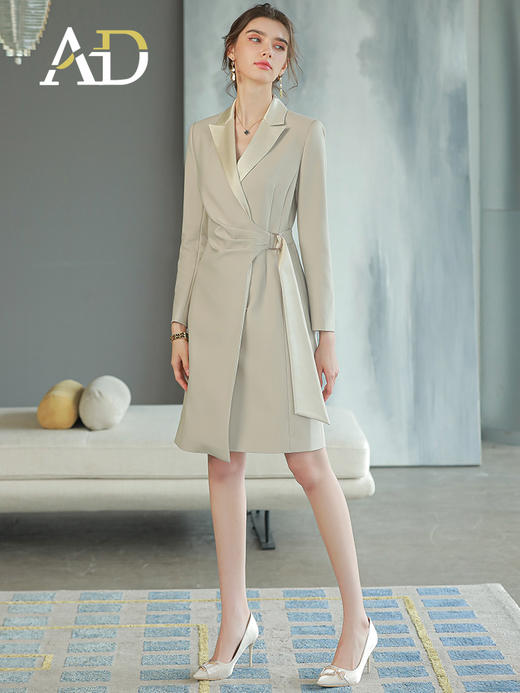 香槟色醋酸领职业连衣裙高级感主持人正装裙子 商品图2