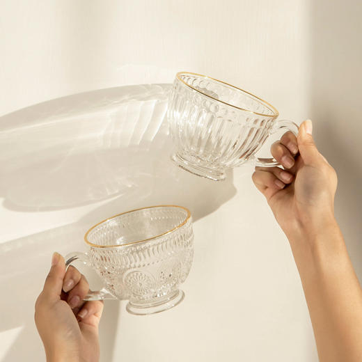 摩登主妇高颜值透明玻璃杯带把ins风牛奶杯子早餐杯水杯家用茶杯 商品图2