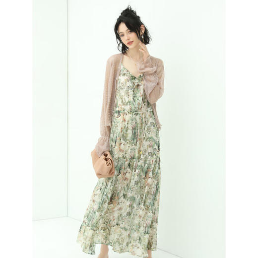 【有赞】COCOBELLA重工对丝提花吊带长裙女夏法式浪漫雪纺连衣裙FR156 商品图3