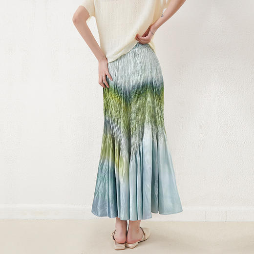【轻奢款】岛国客供面料 褶皱渐变色半身裙 商品图3