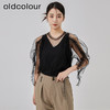 oldcolour2023春季新款蕾丝拼接V领显瘦时尚套头衬衫O13013359 商品缩略图3