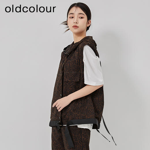 oldcolour2023春季新款运动休闲连帽宽松显瘦时尚马甲女O13032360 商品图2