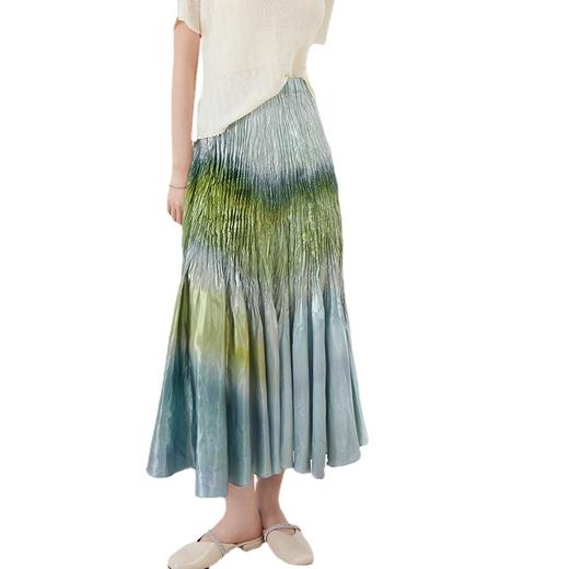 【轻奢款】岛国客供面料 褶皱渐变色半身裙 商品图4