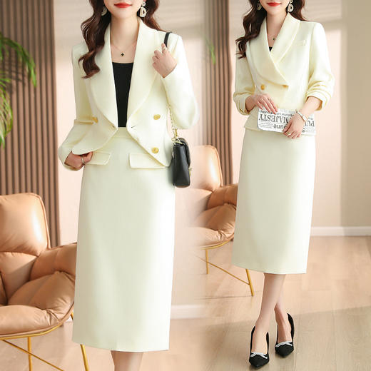 复古气质西装外套半裙套装韩系感通勤两件套HR-WHA138-69 商品图6