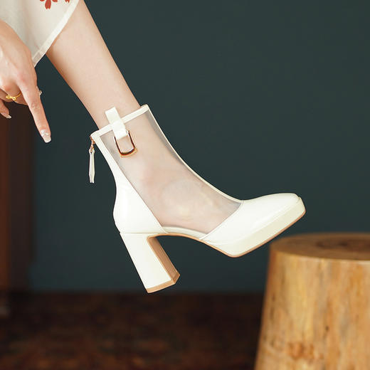 时尚个性，防水台高跟网纱拼接短靴OLZ-M577-1 商品图13