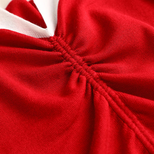 时尚撞色，16针80支极细美丽诺羊毛小众设计拼色系带抽绳T恤针织衫WLZD-2301806 商品图3