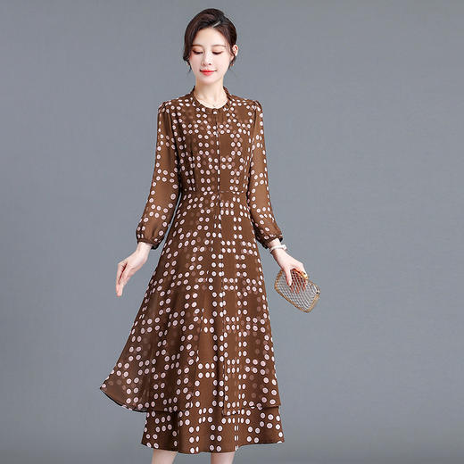 QYMYX-SYK2303-Y薄款雪纺连衣裙长袖裙2023春夏季新款假两件宽松休闲中长裙 商品图5