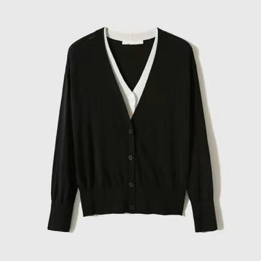 【应季好物】清新撞色双V领假两件毛衣开衫 商品图4