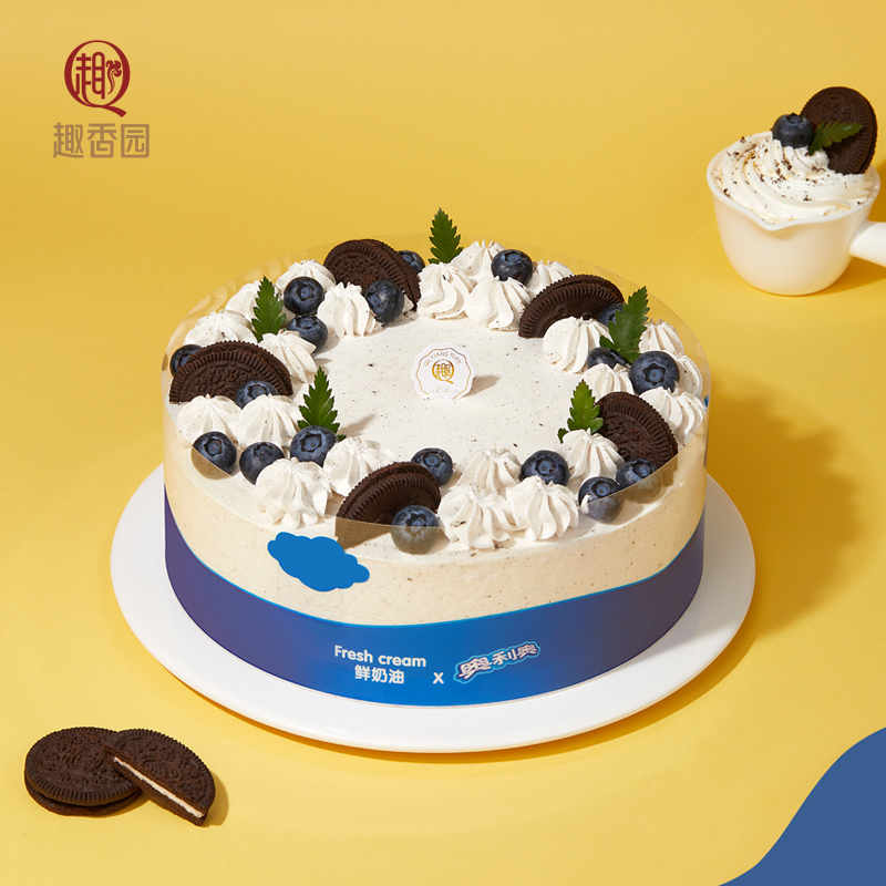 蓝莓奥利奥2磅动物奶油蛋糕