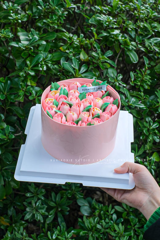 2023郁金香花盒「奶油霜花朵」调温巧克力围边 6寸3层胚2层夹心 商品图3