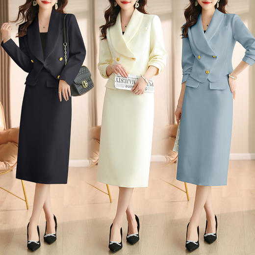 复古气质西装外套半裙套装韩系感通勤两件套HR-WHA138-69 商品图3