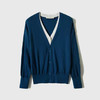 【应季好物】清新撞色双V领假两件毛衣开衫 商品缩略图5