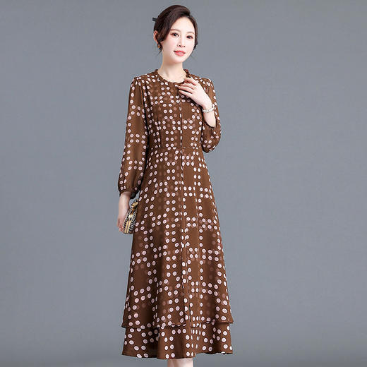 QYMYX-SYK2303-Y薄款雪纺连衣裙长袖裙2023春夏季新款假两件宽松休闲中长裙 商品图1