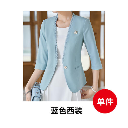 流行木耳边淑女范短外套开衫外搭小西装上衣QL-23926七分袖 商品图5