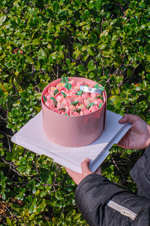 2023郁金香花盒「奶油霜花朵」调温巧克力围边 6寸3层胚2层夹心 商品图2