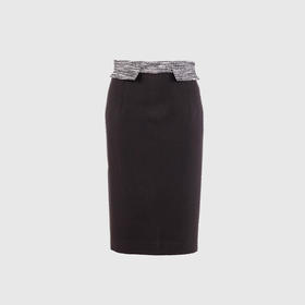 贴包拼色气质铅笔半裙