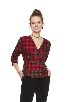 Bershka 围裹式V领格纹上衣 5407