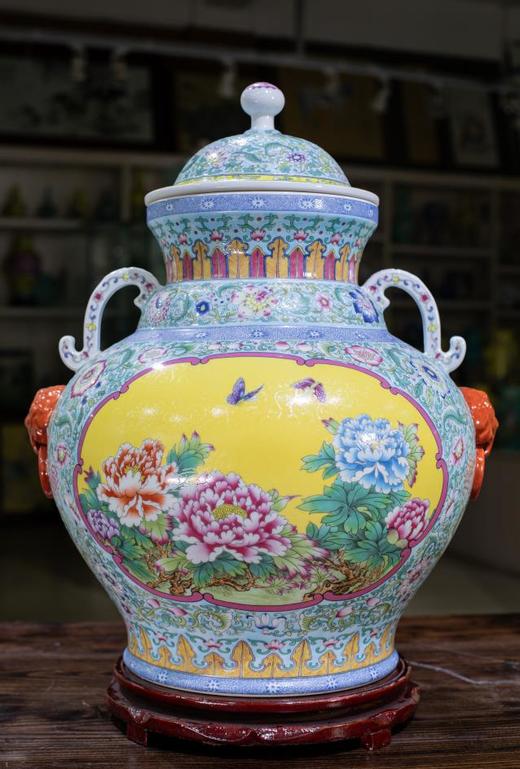 扒花珐琅彩如意罐 商品图0