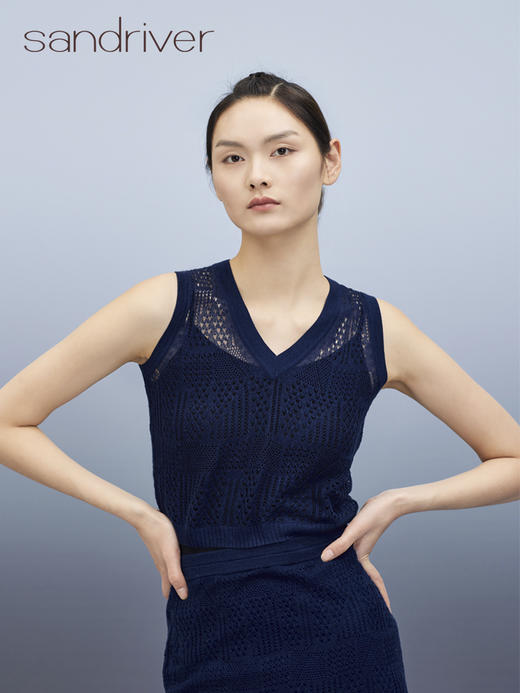 v领镂空紧身女背心 SJS95W047K 商品图1