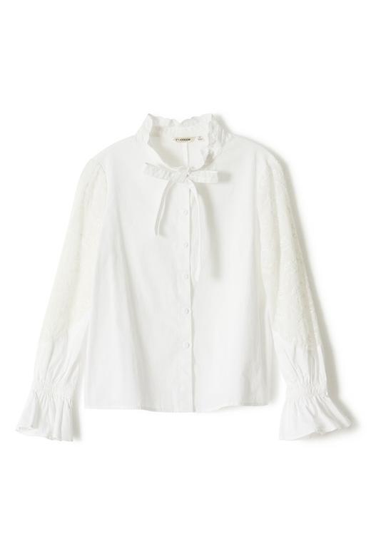 TT.COLOR 花边领系带白色上衣 5023 商品图4