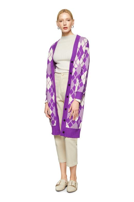 OCTAVIA 拼色菱格毛衣外套 5980 商品图0