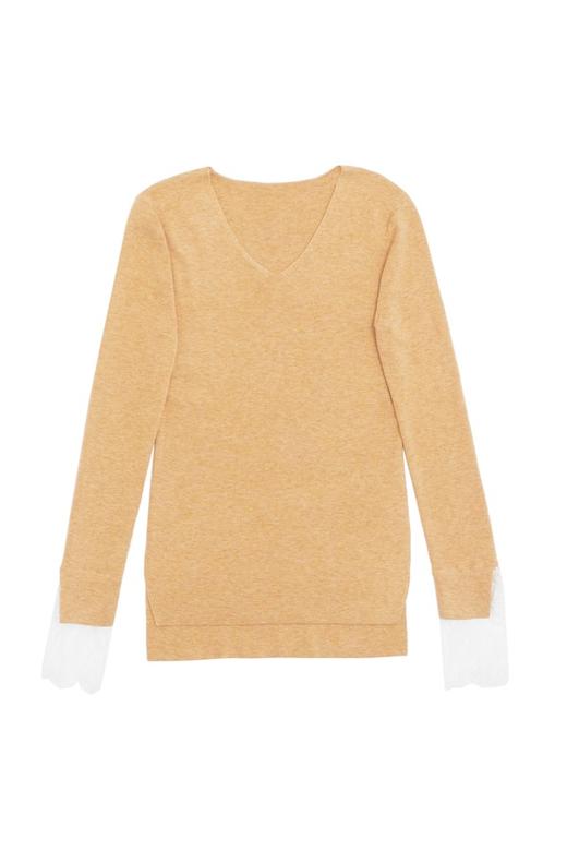 TONGRI曈日 V领拼接修身毛衫 5138 商品图4