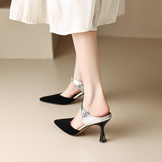 【预售5天】仙儿气十足！尖头优雅撞色法式高跟凉鞋DP-9501 商品图7