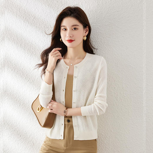 早春新款，女装圆领针织开衫薄款短外套小个子上衣CC-ABS7116 商品图1